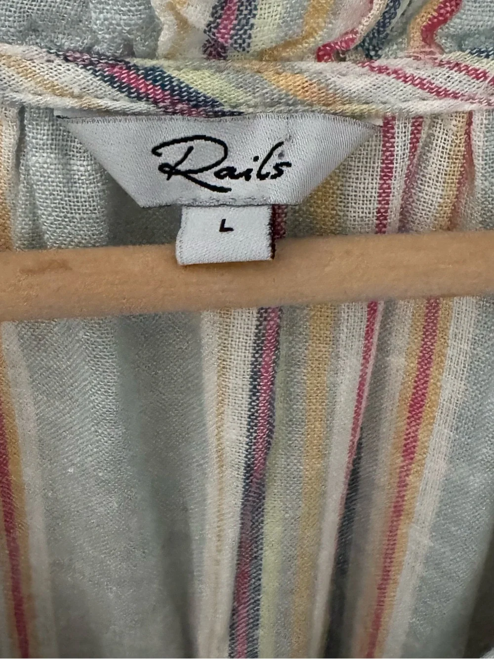 Rails Amelia Smocked Tiered Empire Midi Dress Large Sag Harbour Linen Stripe - Picture 11 of 11